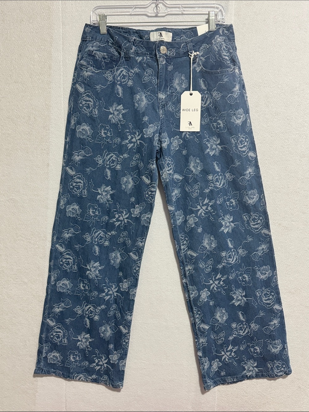 Flying Angel Festival Blue Floral Wide Leg Jeans